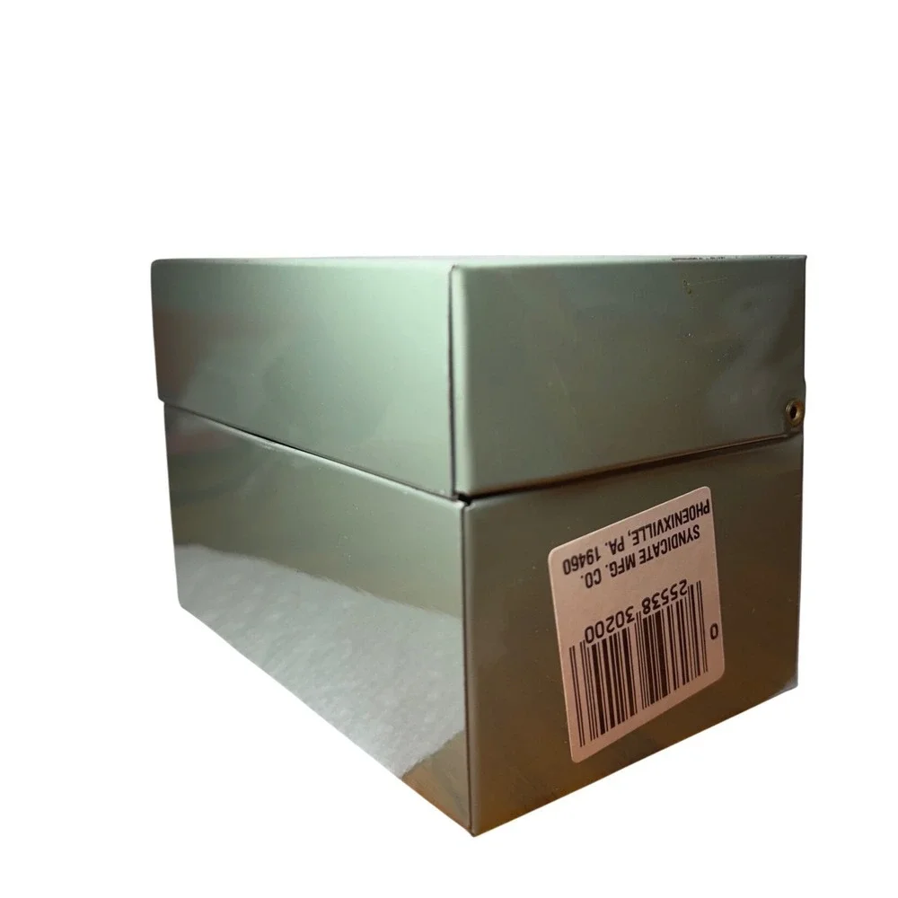 Vintage Syndicate Mfg Co Metal Index Card Box‎ Sage Green with A-Z Dividers